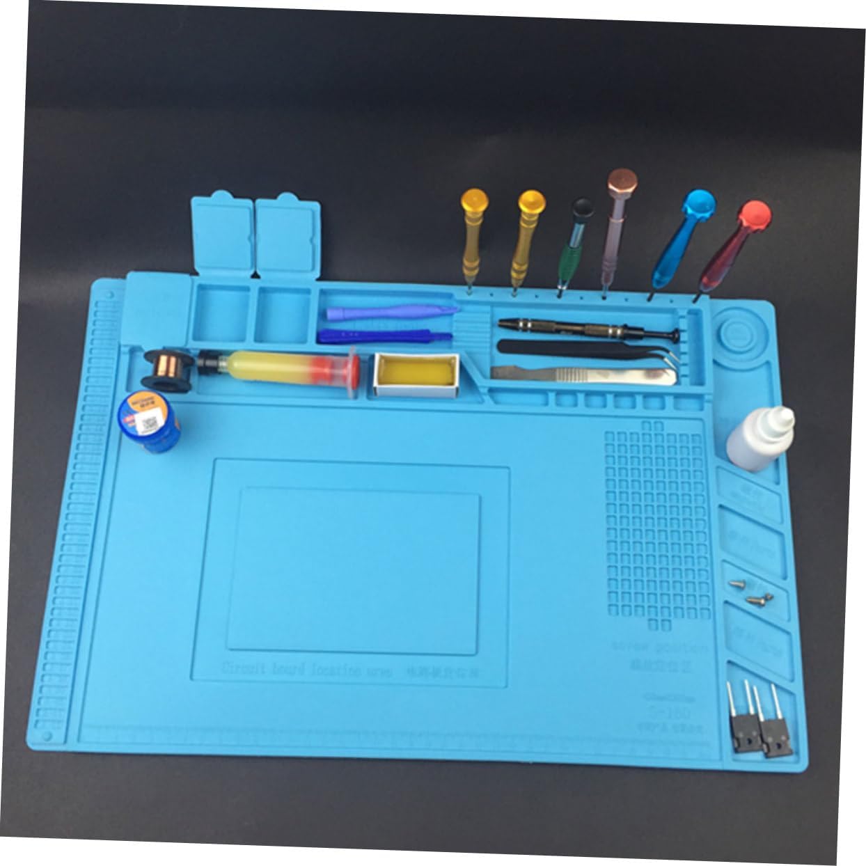OSALADI Silicone Heat-resistant Repair Mat for Small Parts Sky-blue Pad for Electronics and Phone Repair