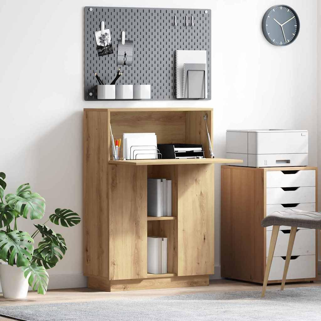 vidaXL Scrivania con Porta Rovere Artigianale 71,5 x 31,5 x 106,5 cm, Scrivania per Ufficio Moderno, Design Compatto, Tavolo Resistente, mensole per Il Riposo, Stile Minimalista