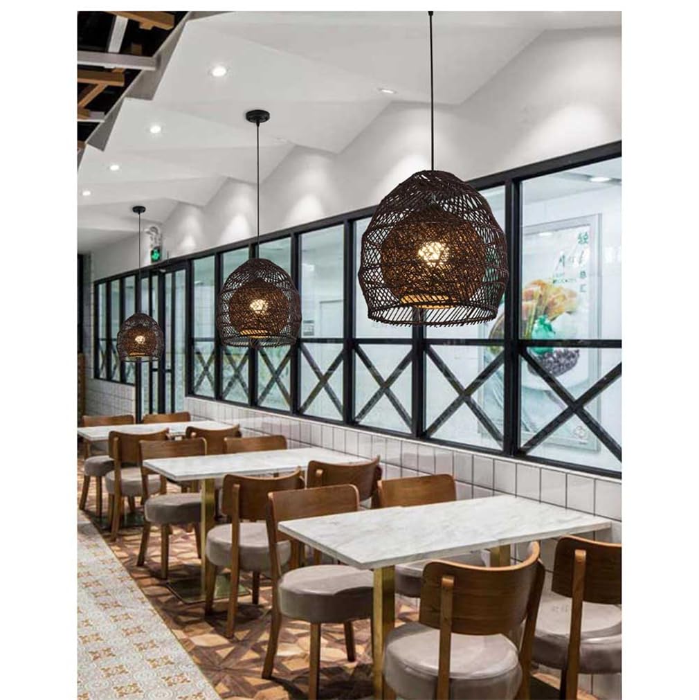 Pantalla de lámpara de iluminación con Tejido Wicke, acabado Negro, diseño de cesta para Sala de estar, entrada, bombillas LED E27, lámpara de altura Ajustable, a, 50 cm