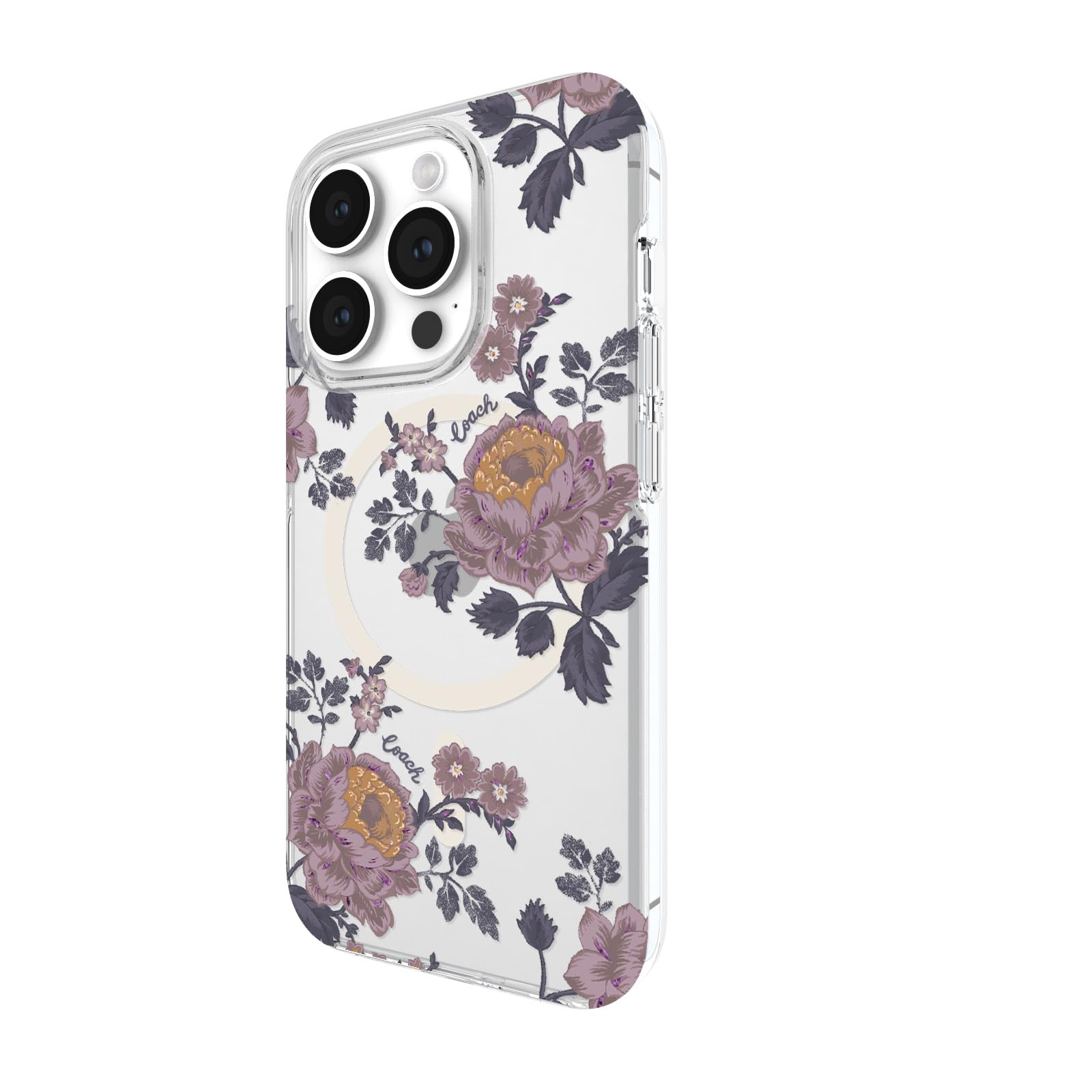 COACH iPhone 15 Pro ケース グレー クリア シグネチャー