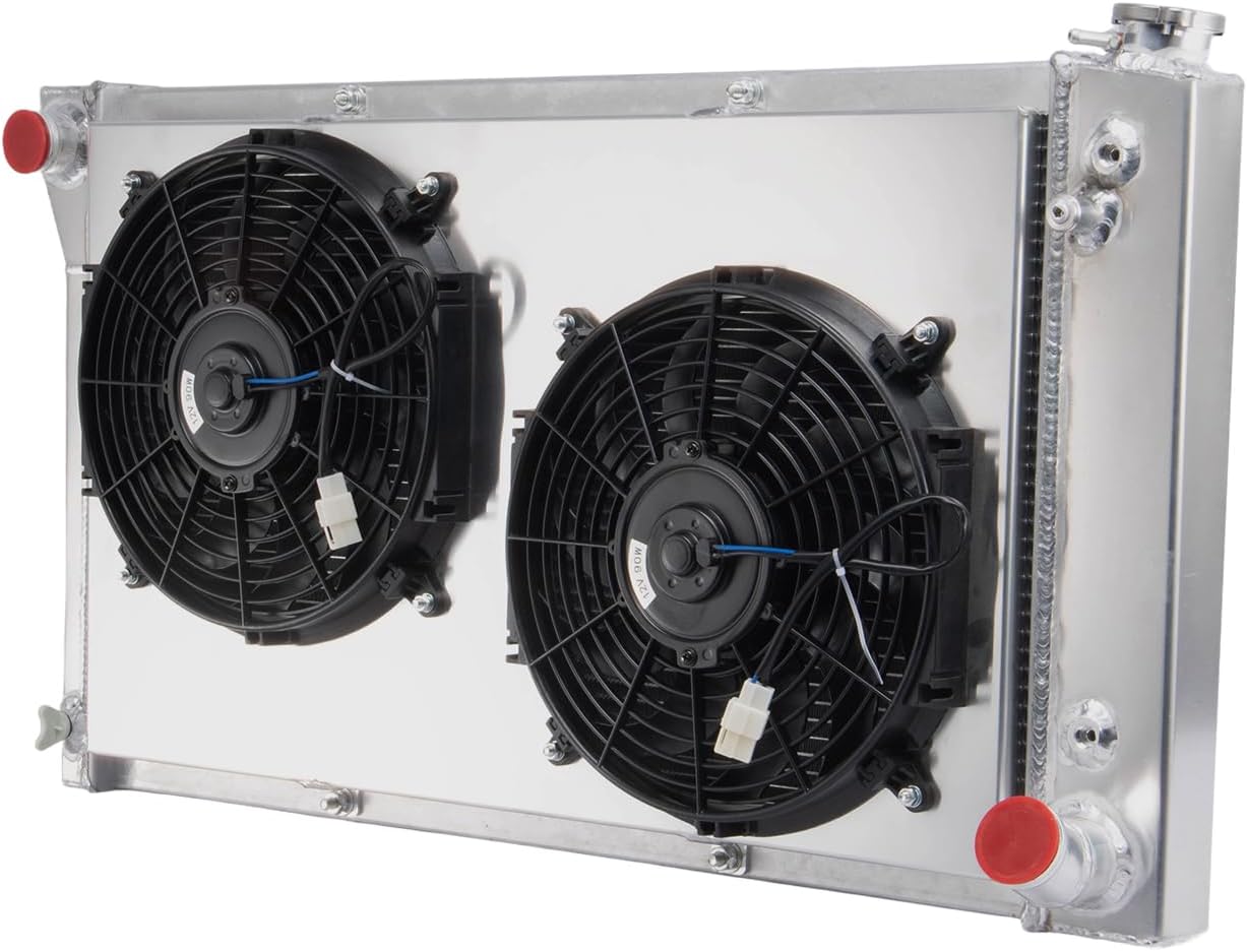 CU369 3 Row Aluminum Radiator for 1967-1972 Chevy C/K C10 C20 C30 Truck Radiator Shroud Fan Radiador Crossflow Radiators 1967 1968 1969 1970 1971 1972 67 68 69 70 71 72