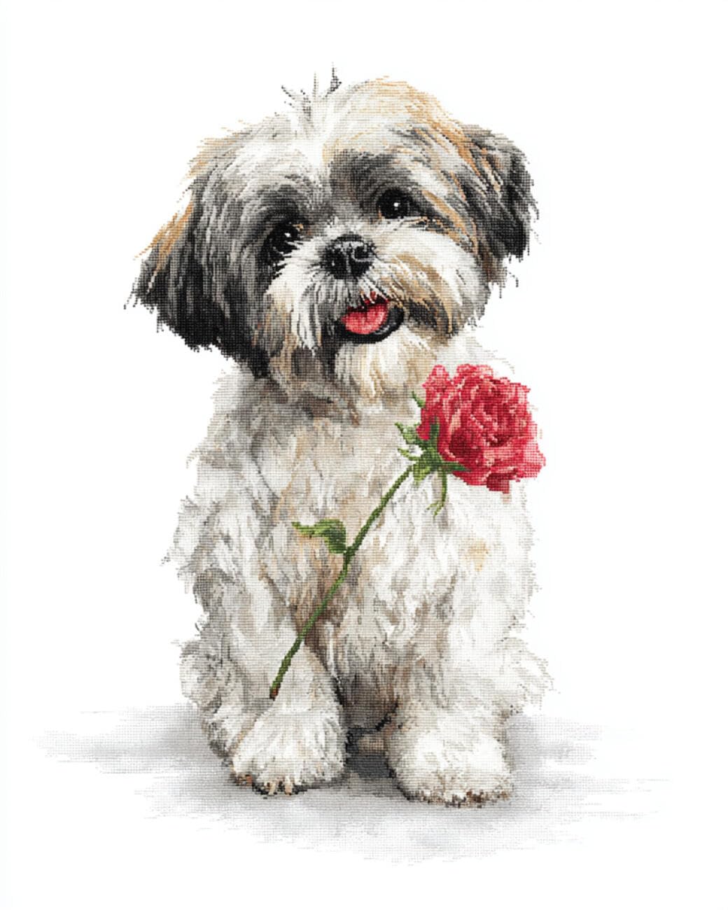AxiangziK DIY Counted Cross Stitch Kits Dog and Rose 11CT 40x50cm