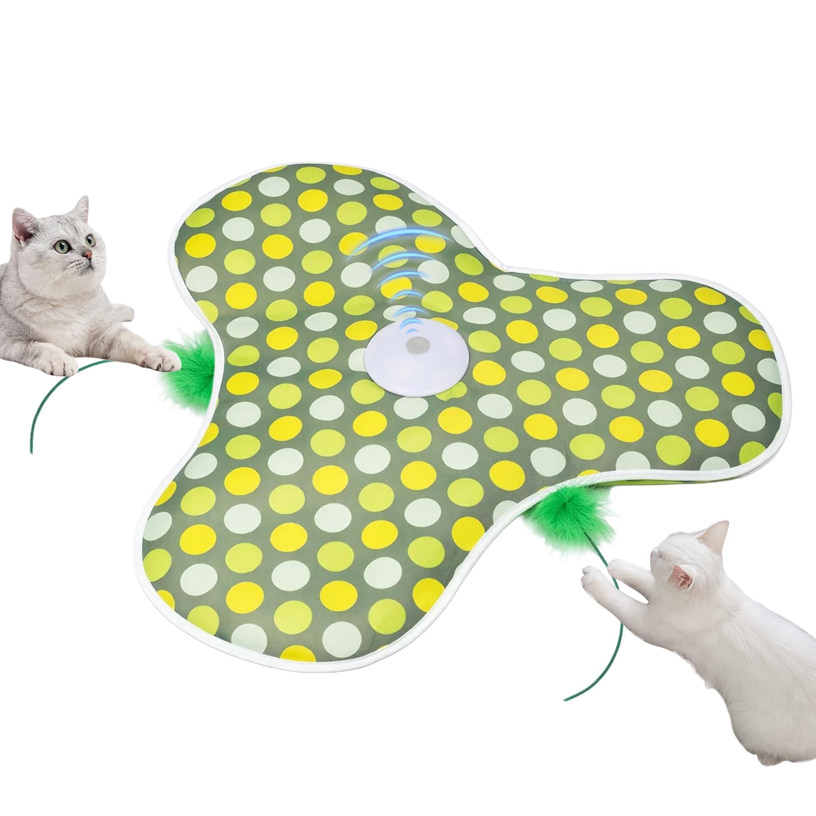 LN COZY CORNER Hide and Seek Interactive Cat Toy – Automatic Moving Feather Toy with Motion Sensor & 3 Modes, USB Rechargeable, Mouse Squeaky Sound, Self-Play for Indoor Cats, Kittens (Green)