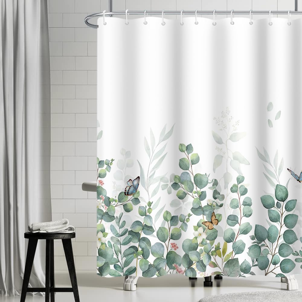 Uiiooazy Cortina de Ducha de Hoja Eucalipto, Cortinas de Ducha Verde Oro Abstracto Planta Cortinas de Baño Antimoho Impermeable Lavable Tejido de Poliéster Cortina Ducha con Ganchos 90x180cm — view 272