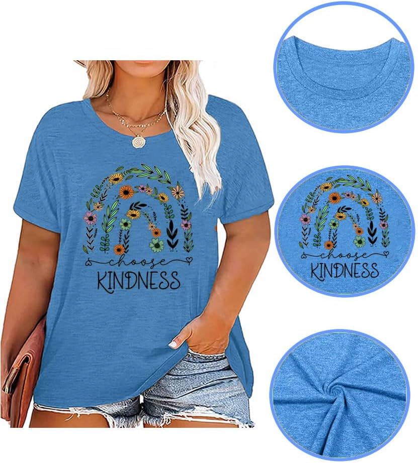 Women's Plus Size T-Shirt Good Day Floral Funny Printed Summer Casual Cute Short Sleeve Tees Tops - Image 4