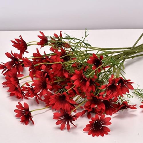 Miniatura 4 de Flores artificiales, 12 paquetes de margaritas artificiales de seda, resistentes a los rayos UV, flores silvestres falsas con tallos, arbustos