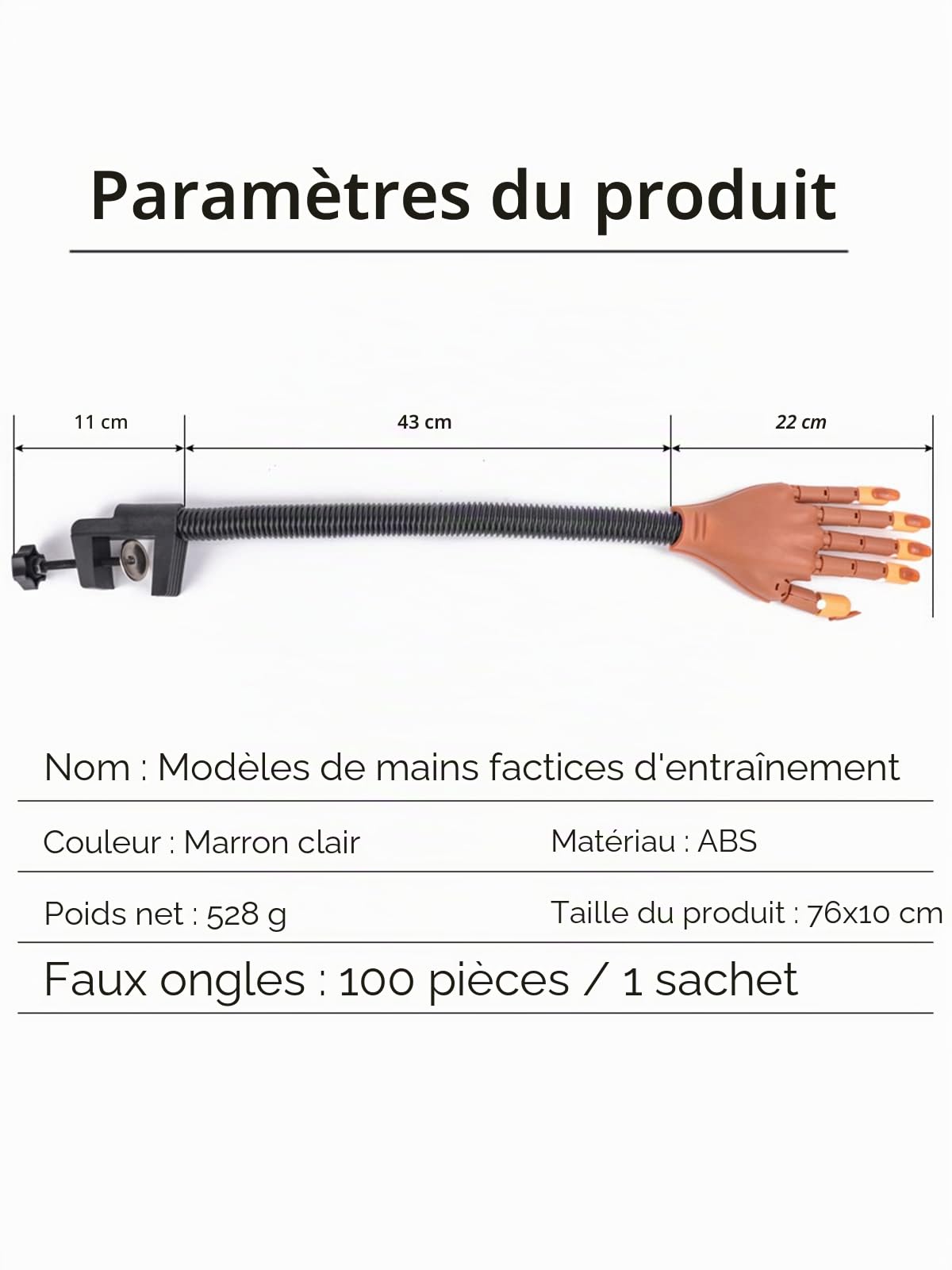 Deciniee Main d'Entrainement Manucure, 300 Morceaux d'Ongles et Fausse Main Manucure, Amovible Main Entrainement Ongles,Flexible Mains et Doigts d'Entraînement pour Domicile Magasin de Manucure