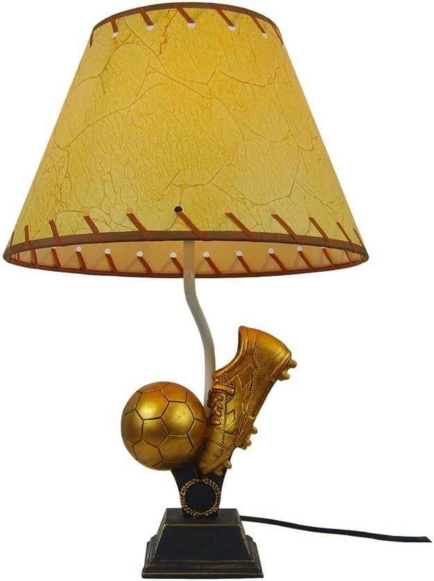 Simple Designs LT3011GLD Gold Soccer Ball Lamp with Parchment Look