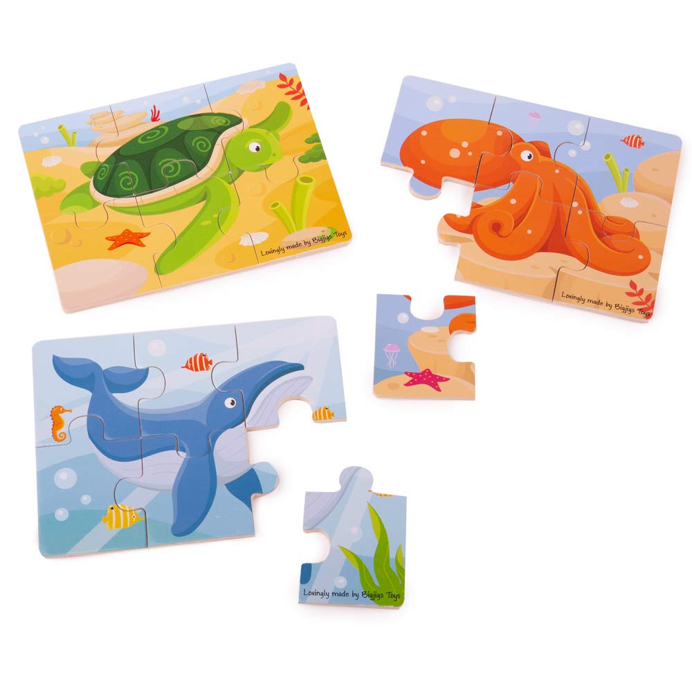 Bigjigs Toys Sealife Puzzles Set-Wooden Jigsaw