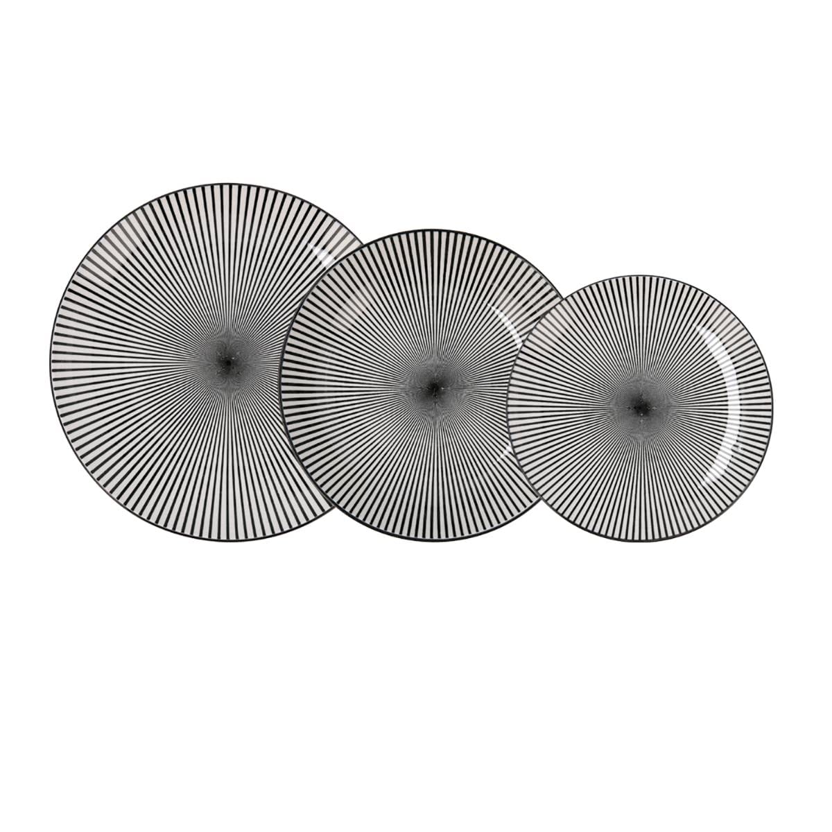 Quid Miami Modern Complete Porcelain Crockery for 6 People (Pack of 18) | Dinner Plates, Soup Plates, Dessert Plates