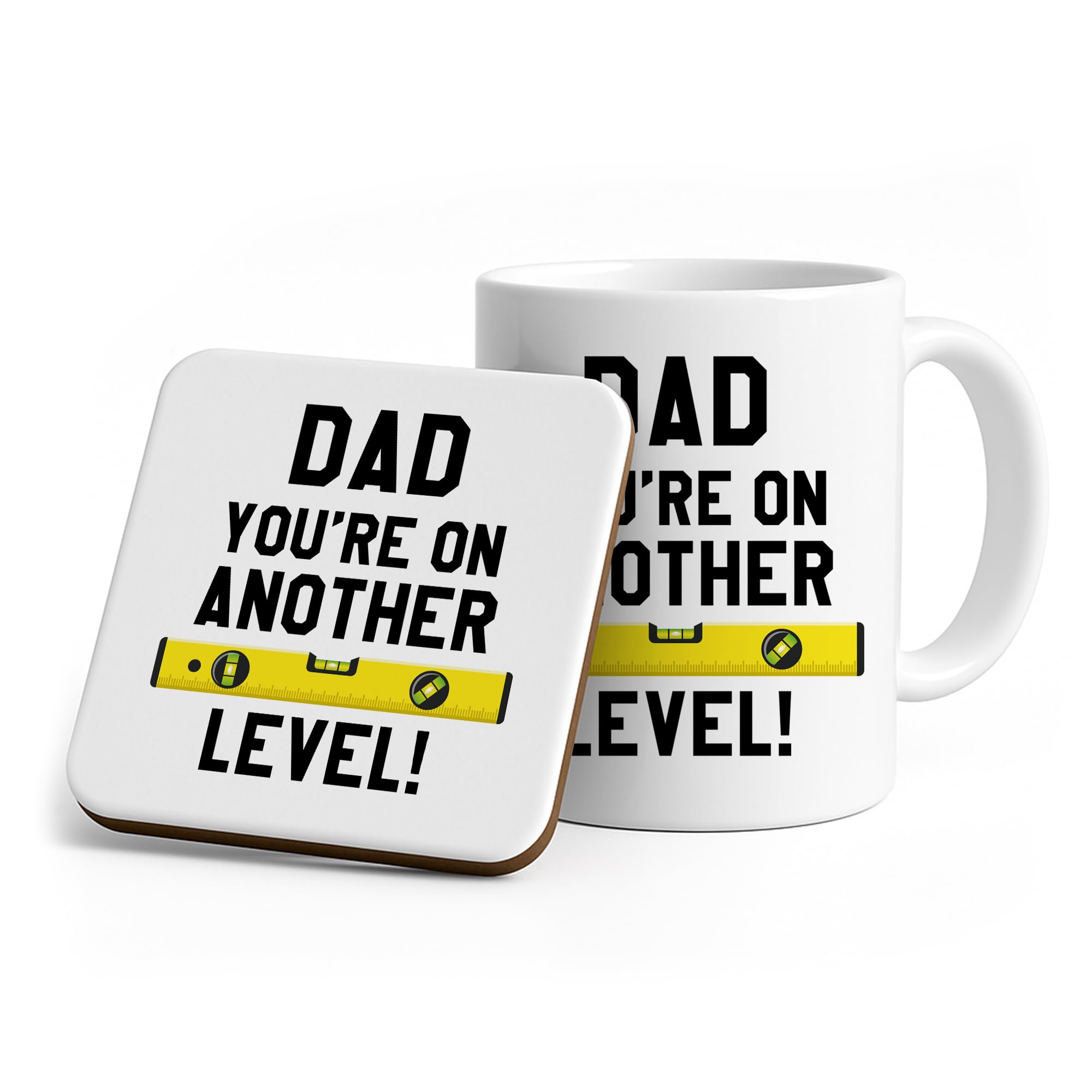 RED OCEAN Dad Mug and Coaster Set for Father's Day Birthday, Dad Gifts from Daughter Son, DIY Builder Gift for Him, Happy Fathers Day, Birthday for Daddy