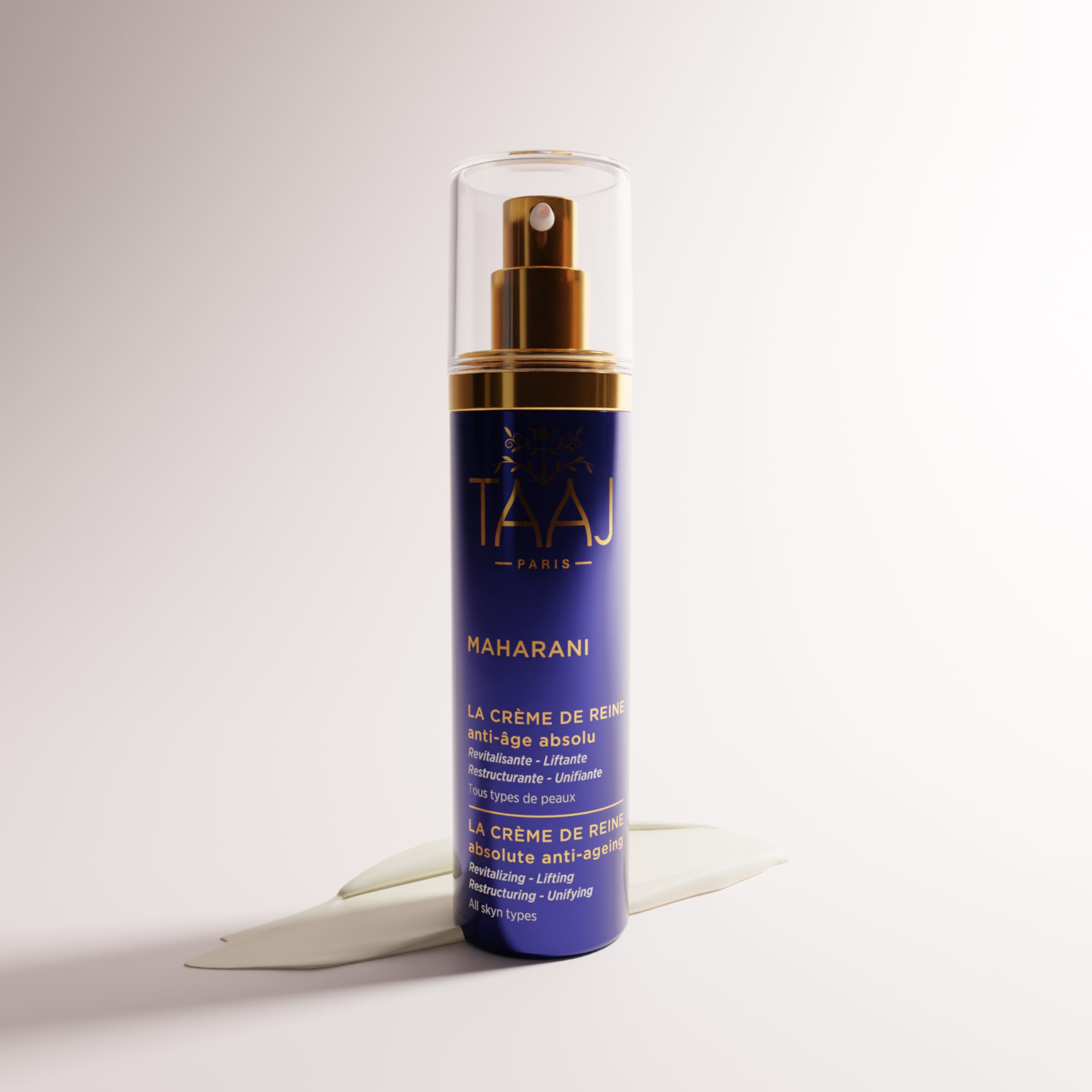 TAAJ | Die Creme der Königin - MAHARANI | Leistungsstarke Anti-Aging-Wirkstoffe | Revitalisiert und aufgepolstert, die Haut ist sichtbar jünger | 50 ml