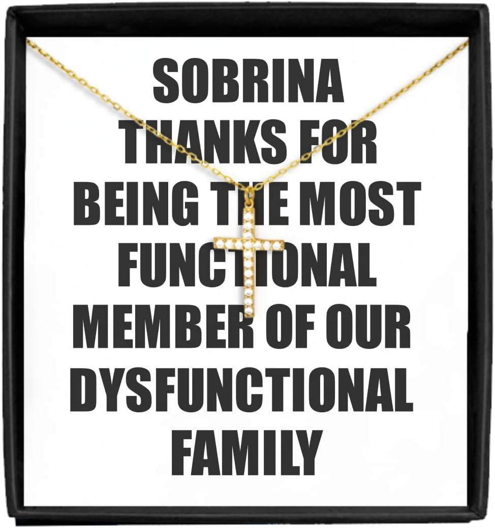 EzGift Funny Sobrina Necklace Pendant Thanks For Being Most Functional Family Member Funny Sarcastic Gift Irony Gag Jewelry With Chain Message Card Box