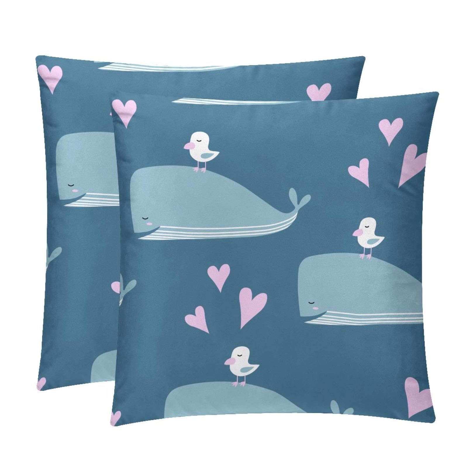 TDGKPZ Dolphins Bird Throw Pillow Covers 2 Pack Cushion Cases Decorative Pillow Cases Home Decor 40x40cm