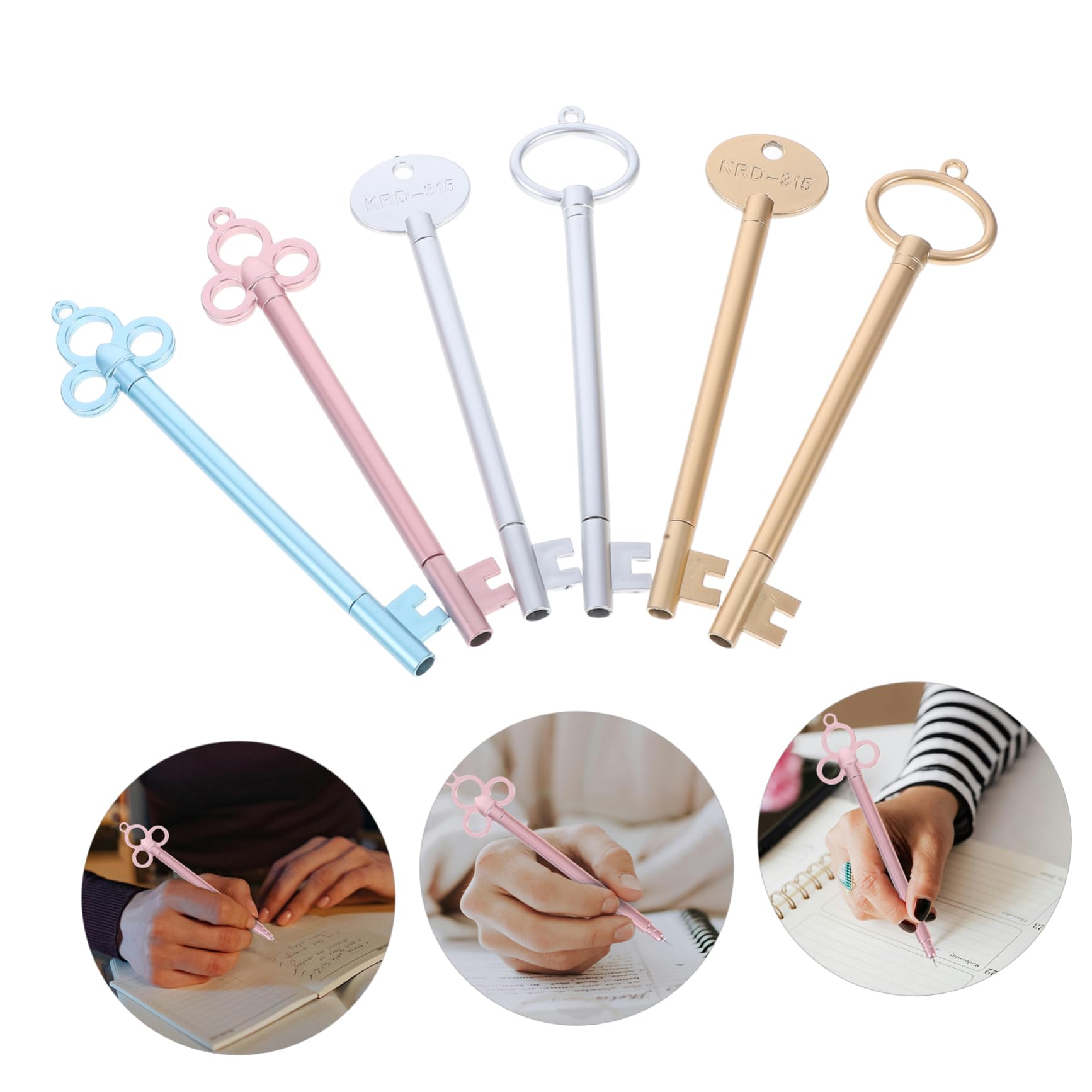 VILLCASE 60 Piezas Bolígrafo de Gel Retro Forma de Llave para Escritura, Dibujo y Apuntes en Casa, Oficina o Escuela Novedad Divertida Amigos