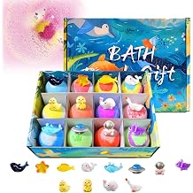 2026 New Ocean Toy Bath Salt Ball Sleeve Box Bath Bombs, Upgraded Bath Bombs with Surprise Inside, Easter Basket Stuffers Easter Egg Fillers Sea Animal 12Pcs