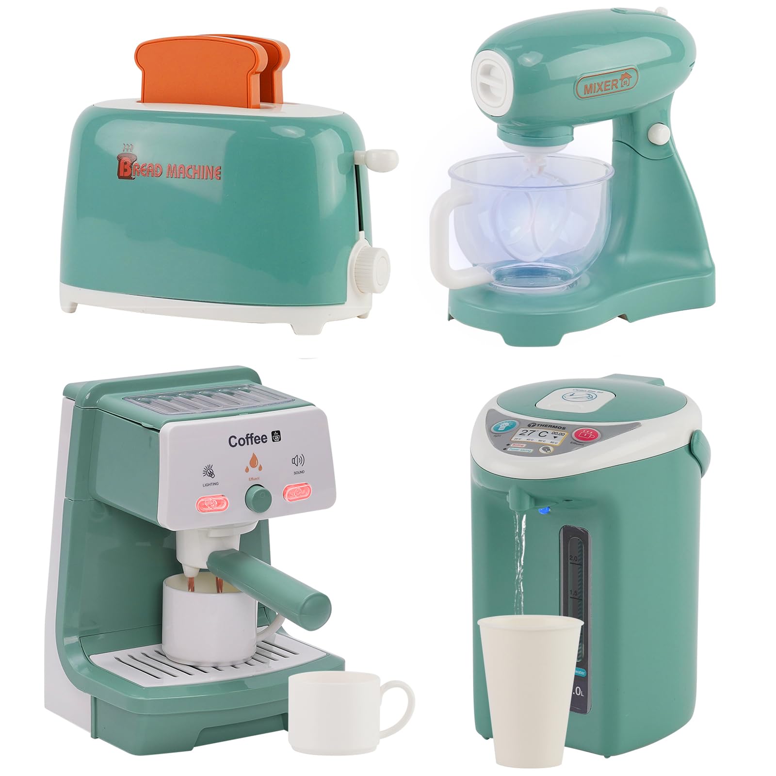 ElectrodoméSticos de Cocina Juguetes con Luces Y Sonidos Cafetera Educativo Licuadora Set Juegos Accesorios Utensilios Infantil Menaje rol Regalo Mantequilla Pan Alimentos Niñas Chico 3-10 Años