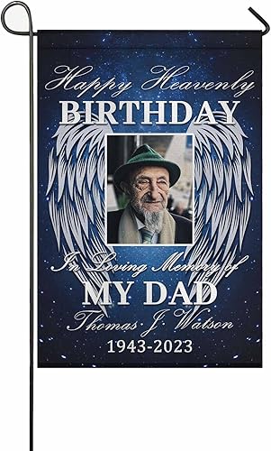 Bandera conmemorativa personalizada para jardín con nombre de foto, fecha para patio al aire libre, decoración de cementerio para tumba, doble cara,