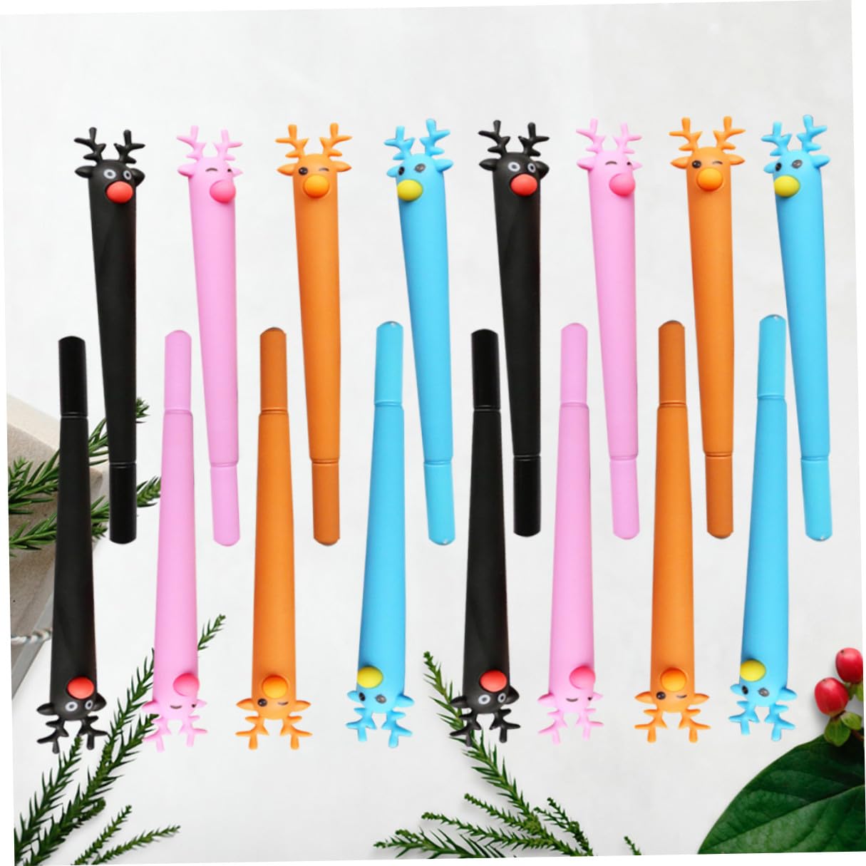 DOITOOL 32 Piezas Bolígrafos de Tinta Azul con Diseño de Negro Marrón Azul y Rosa para Estudiantes de Primaria Escritura y Regalo para Oficina y Escuela