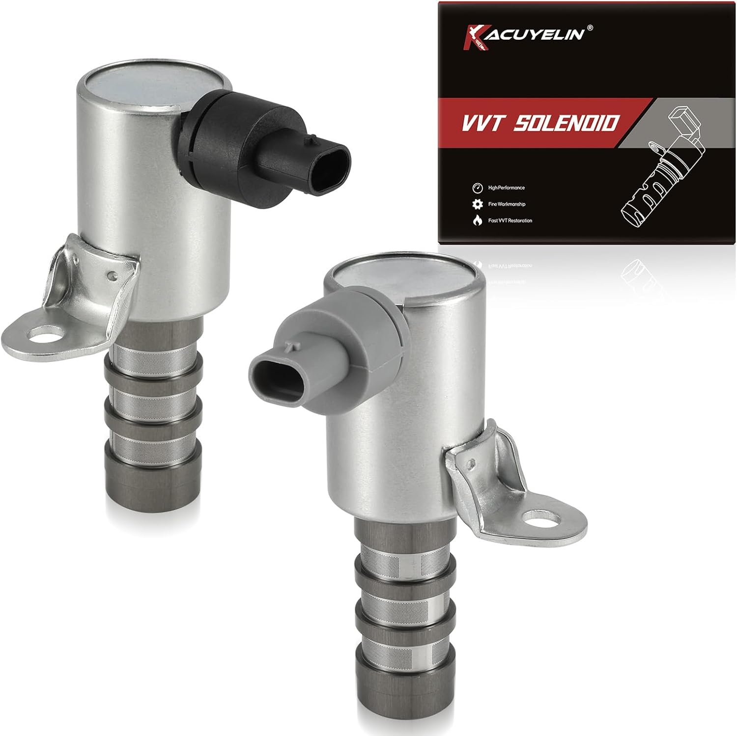 917197 917198 Engine Variable Valve Timing VVT Solenoid Intake and Exhaust Oil Control Valve Solenoid Compatible with Ford F150 Mustang Explorer Edge Expedition Lincoln MKS MKT 2011-2023 2PCS