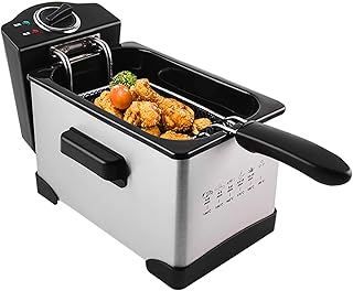 JUNKUN Frytkownice do Użytku Domowego Łatwe W Czyszczeniu Kosz do Smażenia I Pokrywka 1600 W, Regulowana Temperatura, Maszyna do Smażenia W Kuchni O Pojemności 2,5 L, Bardzo Odpowiednia do Kurczaka