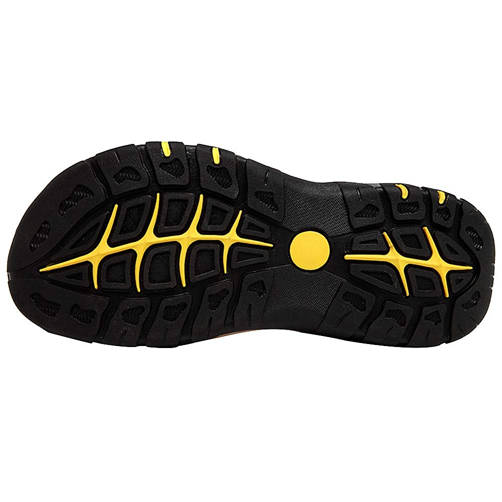 rismart Hombre Punta Cerrado Gancho y Bucle Al aire libre Excursionismo Cuero Zapatos Sandalias y chanclas