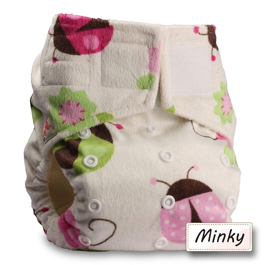 Littles & Bloomz, Baby Cloth Washable Reusable Nappy Pocket Diaper Bamboo, Fastener: Hook-Loop, Pattern 55, with 2 Bamboo Charcoal Inserts
