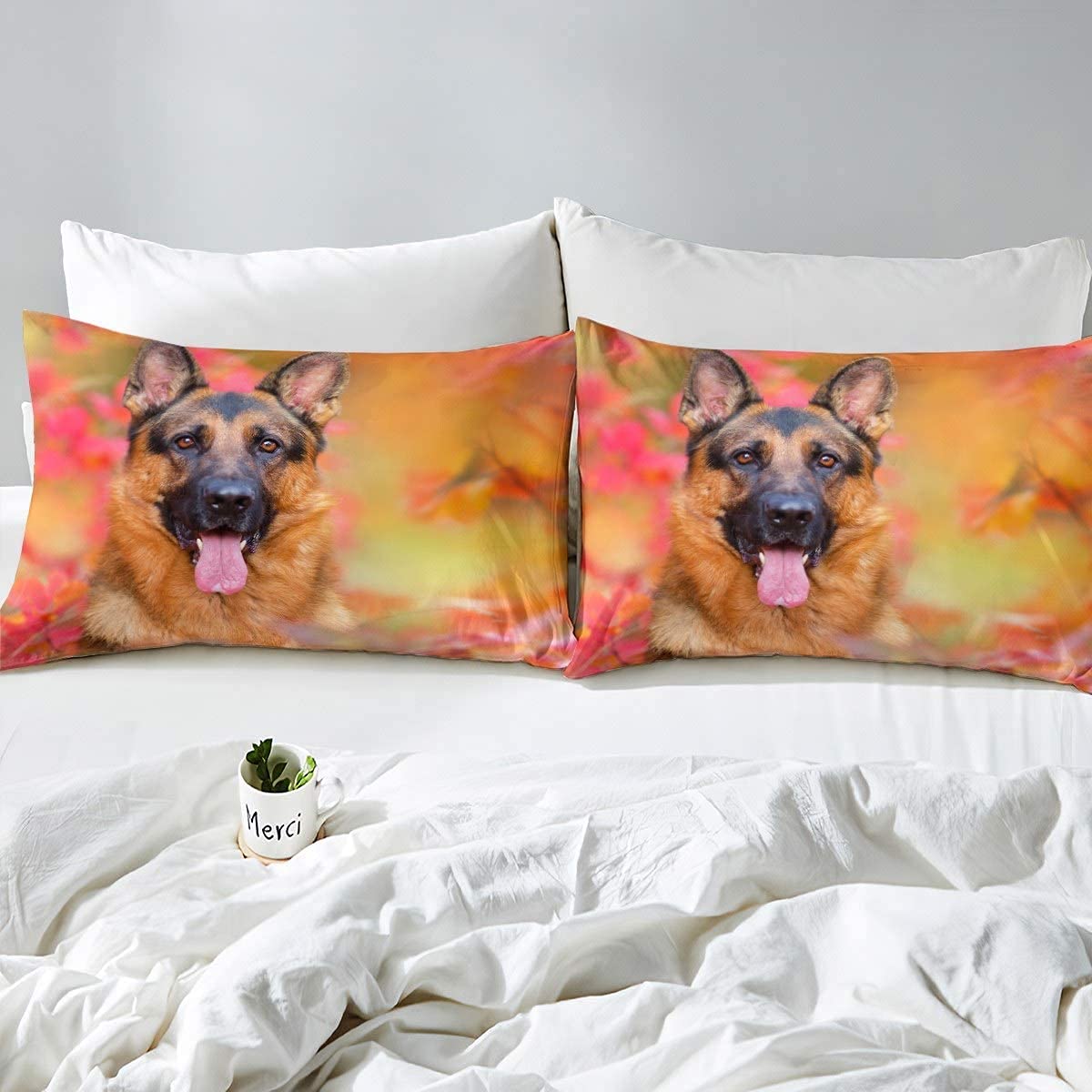 Set di biancheria da letto con motivo a pastore tedesco, con motivo animale in 3D, biancheria