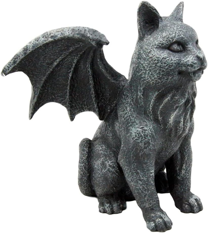 Ebros Gift Gothic Guardian Winged Feline Cat Vampire Gargoyle Desktop Paperweight Figurine 6 1/8" H Medieval Renaissance Cathedral Castle Rooftop Architecture Themed Statue