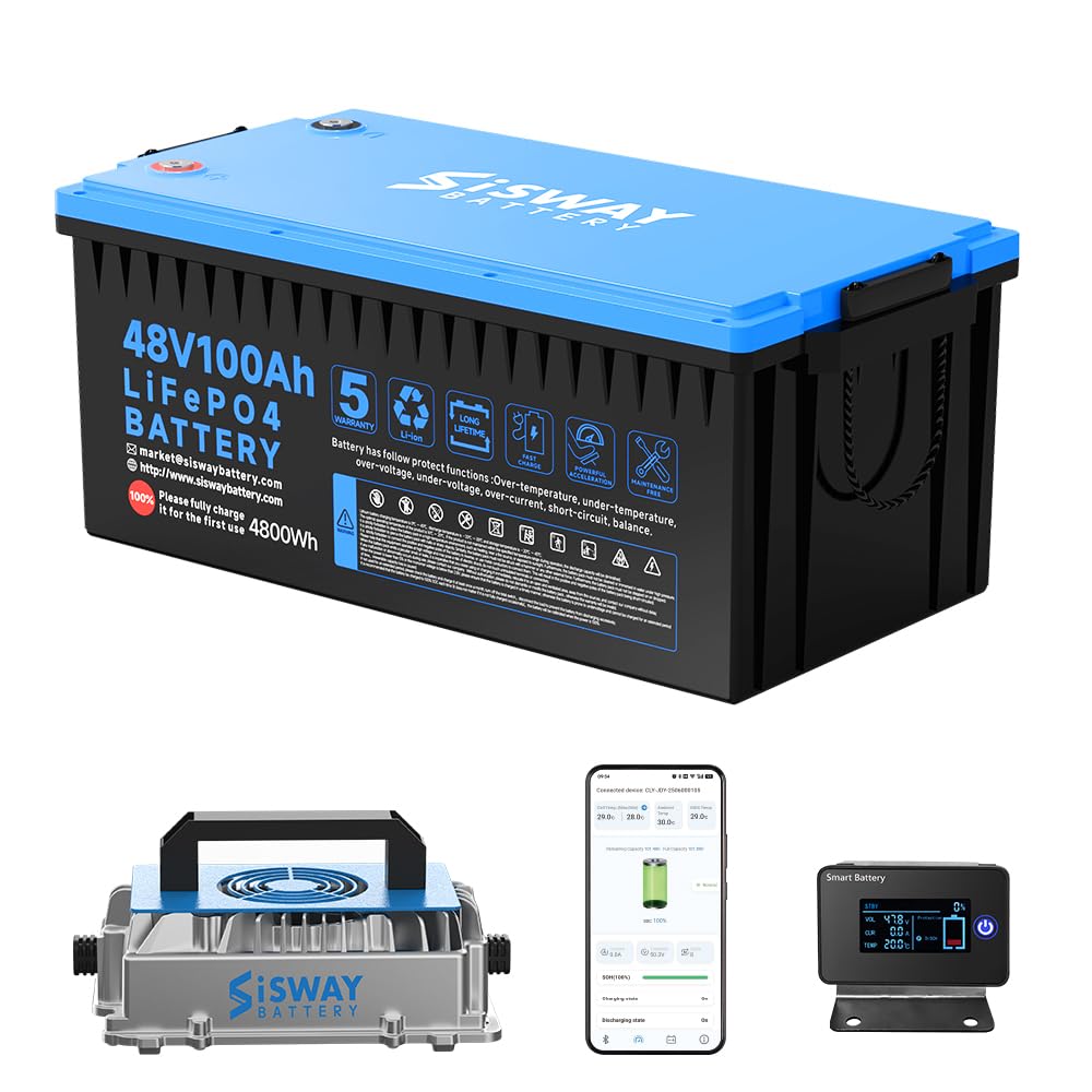 SISWAY 48V 100Ah LiFePO4 Golf Cart Battery with Charger