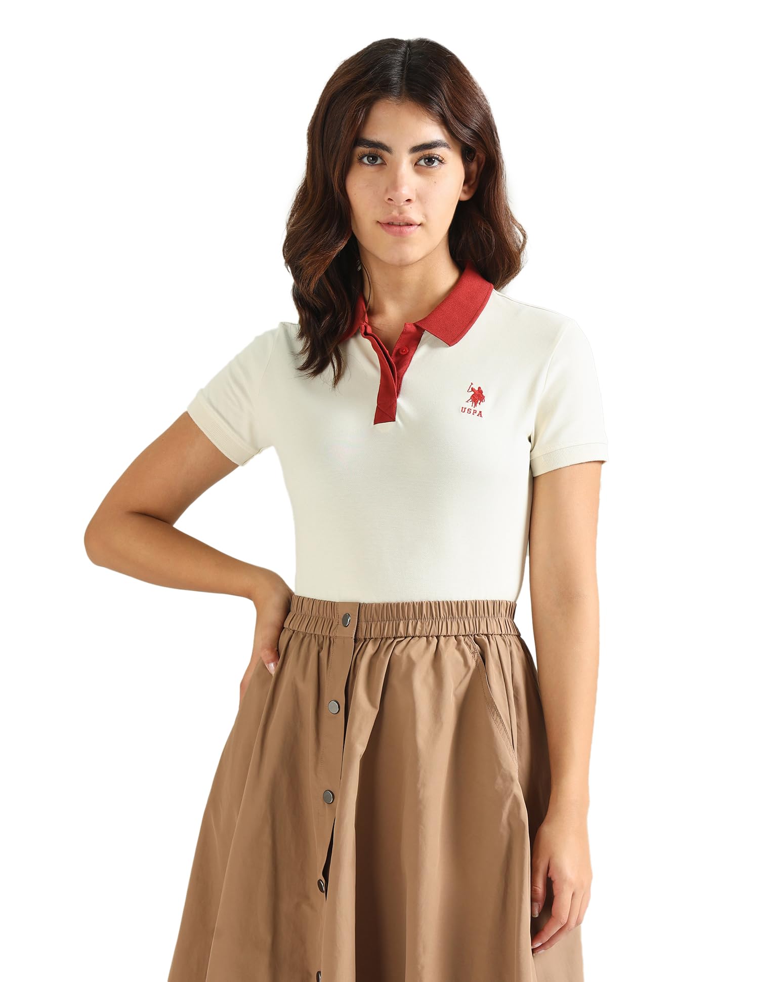 Women's Cotton Solid Regular Fit Polo Shirt-image-42