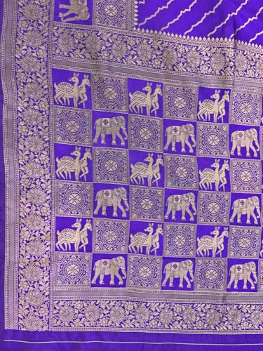 Image of Satrani Women's Silk Banarasi Weaving Saree with Unstitched Blouse Piece