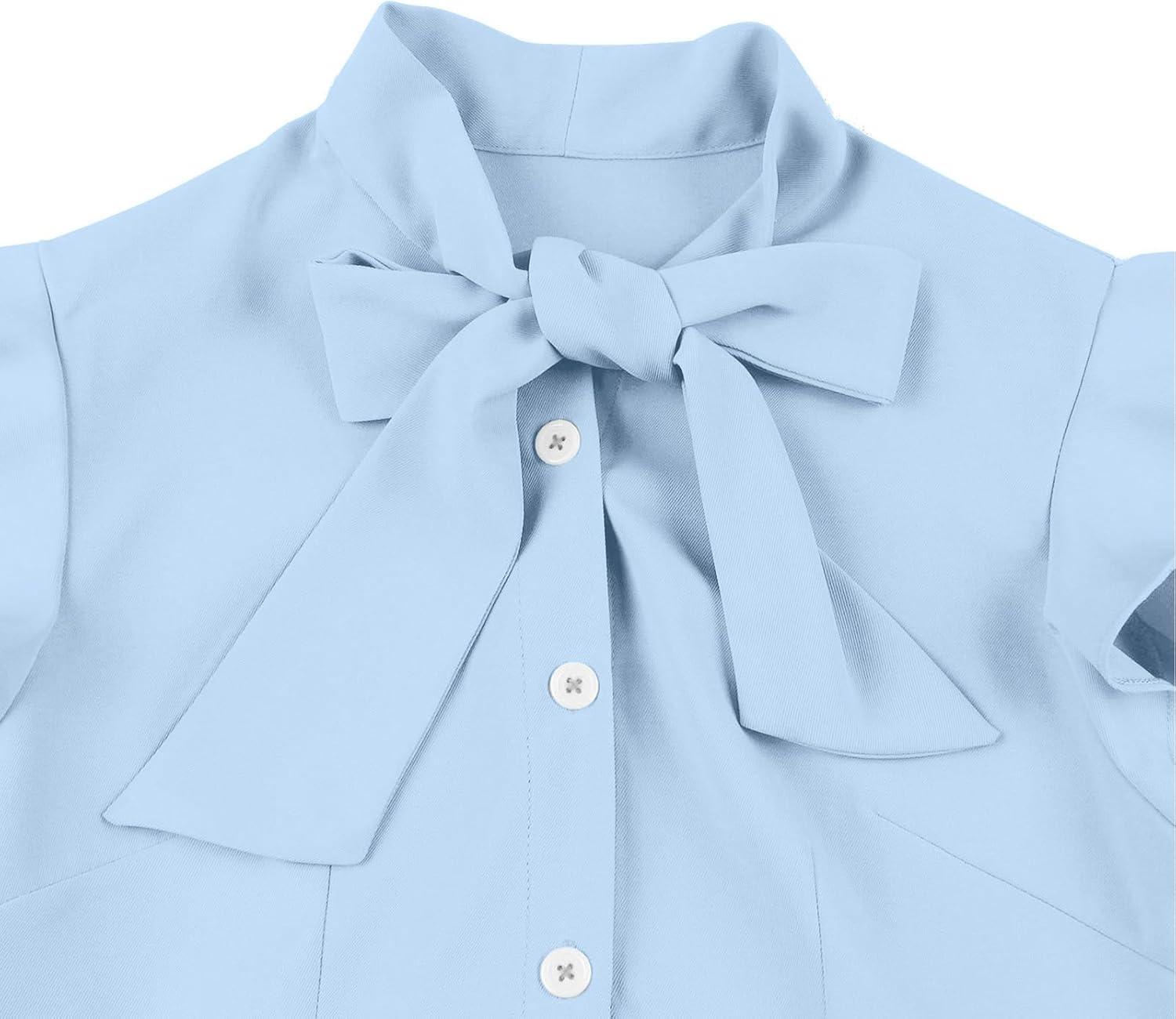 Women Cap Sleeve 1950s Retro Vintage Cocktail Swing Dresses Buttons Bow Tie Neck Office Wear to Work Dress Retro Rockabilly Prom Dresses 50s Style Christmas Dresses for Women Holiday Dress Lake Blue M - Image 3