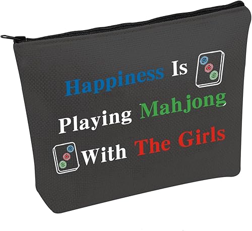 Miniatura 1 de JXGZSO Bolsa de Mahjong - La felicidad está jugando a Mahjong con la bolsa de juego de mesa para niña