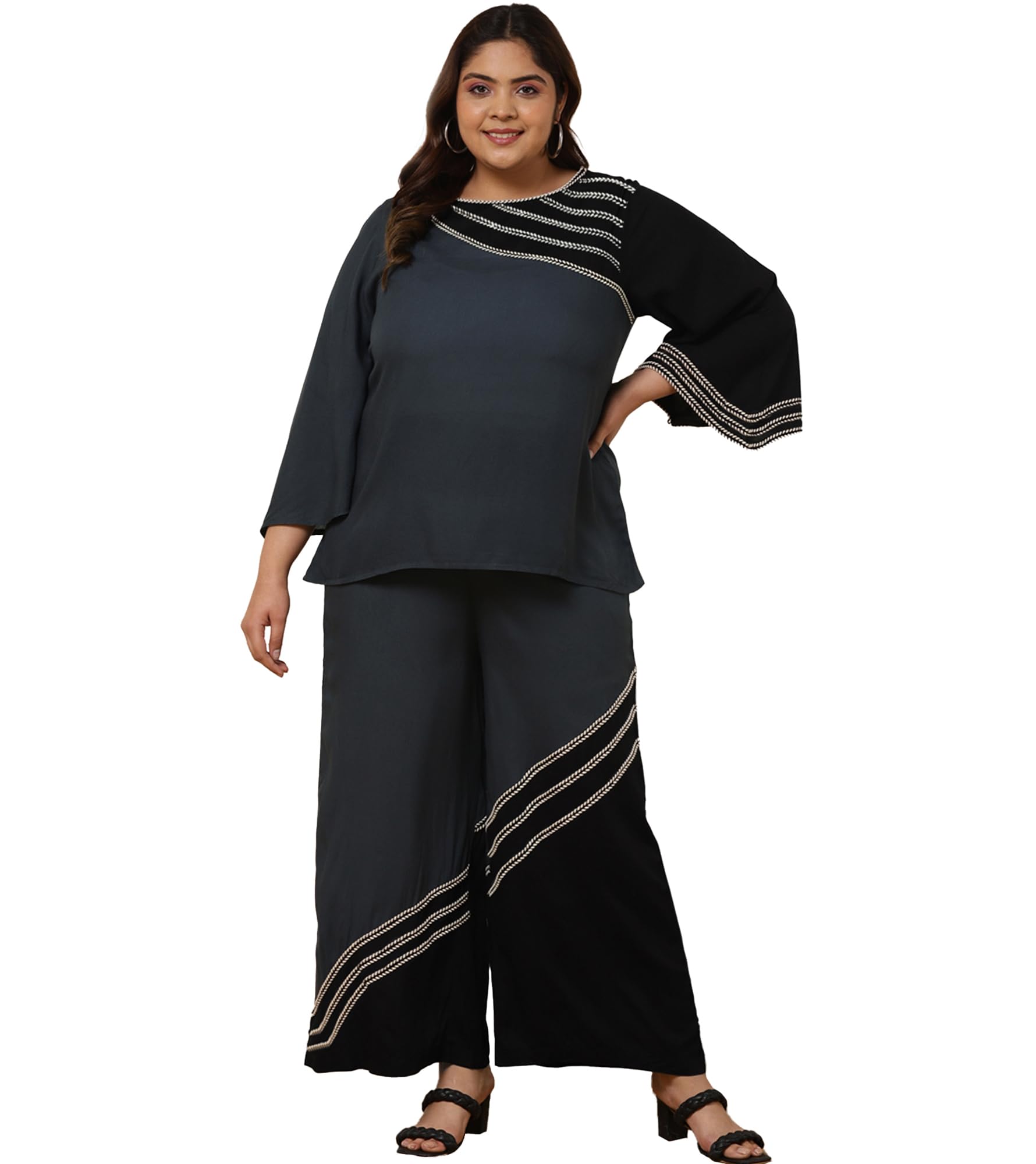 Women's Solid Rayon Ankle Length Top and Palazzo|Boat Neck|Cord Set for Women Fashion|Long Jumpsuits Western Dress for Women Stylish|Latest Two Piece Co ord Set|Party Casual Wear(Multicolor)
