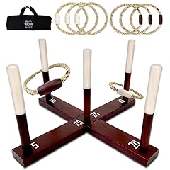 SWOOC Games - Rustic Ring Toss Game (All Weather) - Easy Setup & Extra Games Included - Ring Toss Game for Adults - Outdoor Acitivities for Adults - Yard Toys - Backyard Fun - Outdoor Party
