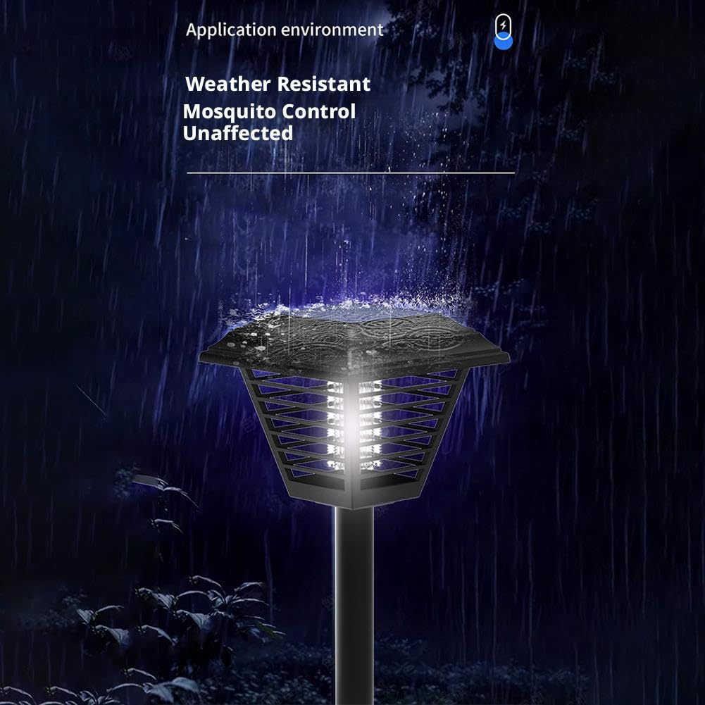Zapper per insetti a energia solare, impermeabile, 2 pezzi, grande, alimentato a energia solare, con luce UV, lampada repellente per zanzare, senza fili, per interni ed esterni, casa, cortile, patio