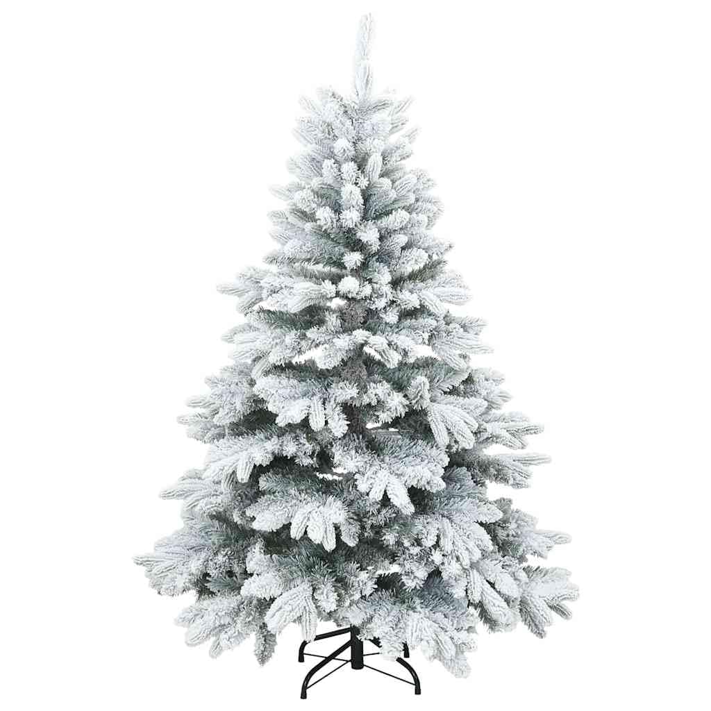 Moderno árbol de Navidad artificial plegable con nieve flocado blanco, 120 cm de alto, con soporte de metal resistente, para interior y exterior protegido, fácil de montar