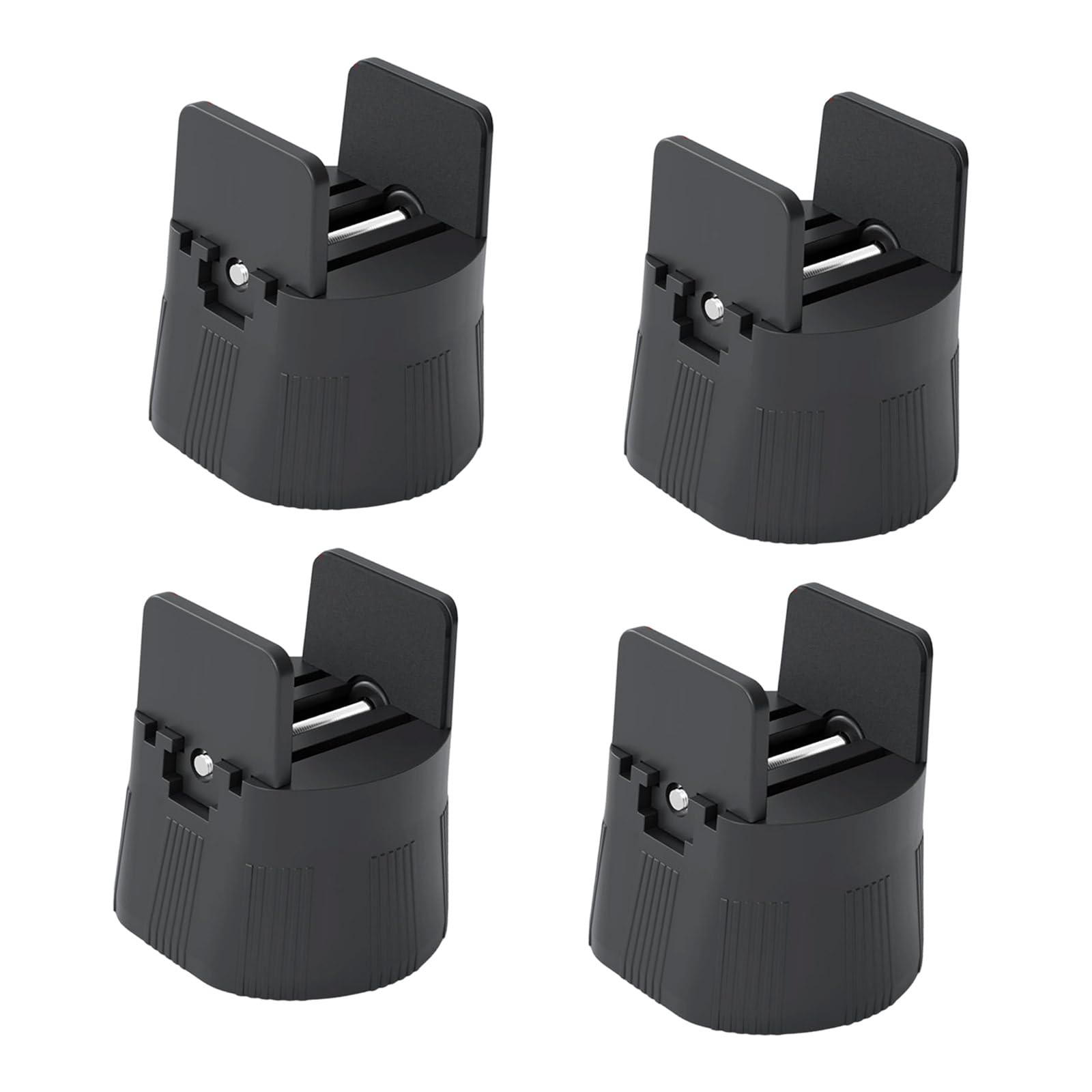 Fentency Height 5Cm Black 4Pcs Furniture Heightening Foot Pad Adjustable Leg Risers Bed Foot Pad With Clamp Easy To Installation Adjustable Chair Feet Risers With Screw Clamp
