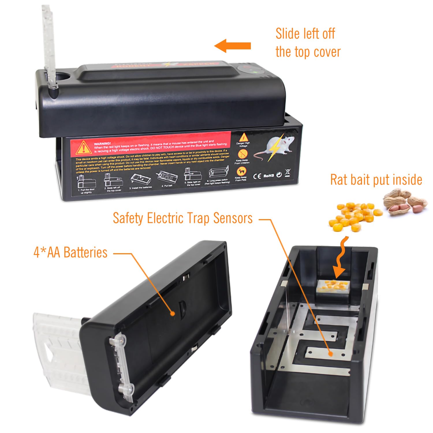 Rato eléctrico Rato Fuerte doméstico Puerta de Escape Interior eficiente Reutilizable Humanos Rato exterminador Rato eléctrico Choque en el Garaje del hogar