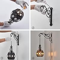 Vista 8 de 2 apliques de pared colgantes con enchufe regulables, luces de pared ajustables con cable de enchufe y regulador de intensidad de encendido/apagado