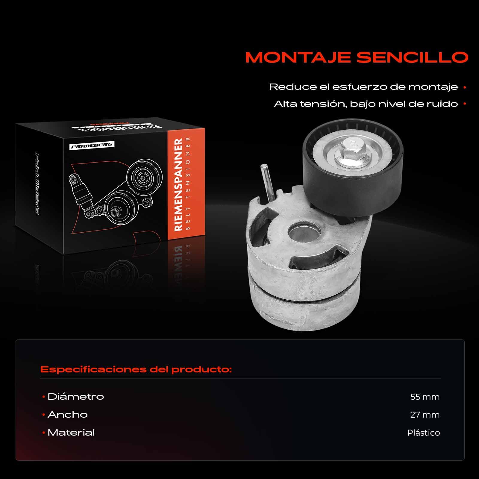 Frankberg Polea guía de rodillos Compatible con Fiesta V JD JH 1.4 TDCi Fusion JU 1.4 TDCi 2 DY 1.4 CD Xsara Picasso N68 1.6 HDi Partner Combispace 5 G 1.6 HDi 90 Replace# 2S616A228AG,2S616A228AF