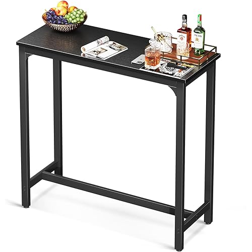 ODK 39 inch Bar Table, Bar Height Pub Table, Counter Height Bar Table, Rectangular High Top Kitchen & Dining Counter Tables with Sturdy Legs & Easy-to-Clean Top, Indoor use, Black