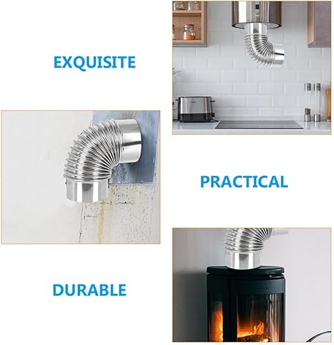 Miniatura 3 de Abaodam Juego de 4 tubos de estufa para chimenea, tubo de escape flexible, tubo de estufa de acero inoxidable de 90 grados, manguera de aire para