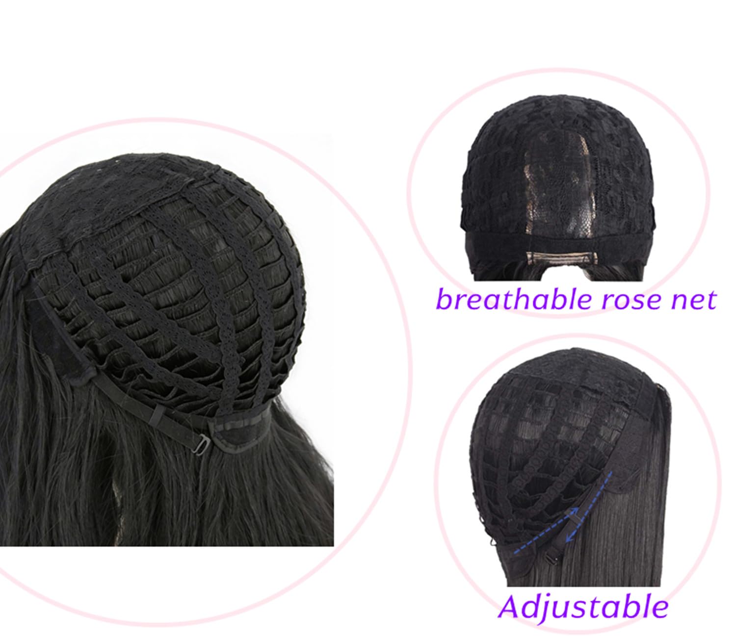 Topcosplay Women Wig Black Long Straight Middle Part Cosplay Halloween Costume Hair Wigs