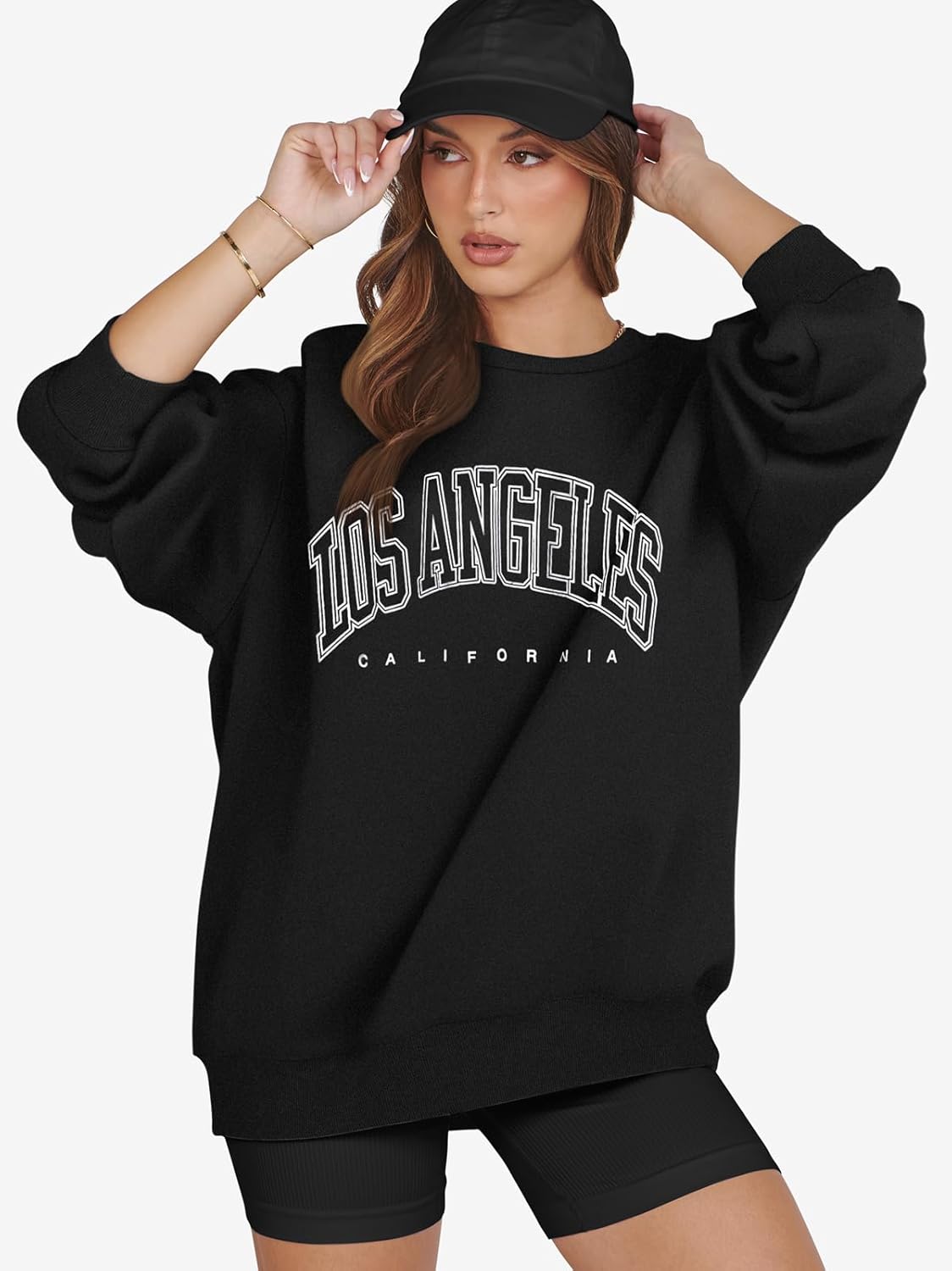ATHMILE Oversized Sweatshirt for Women Crewneck Fleece Long Sleeve Pullover Hoodies Tops Fall Fashion Outfits Clothes
