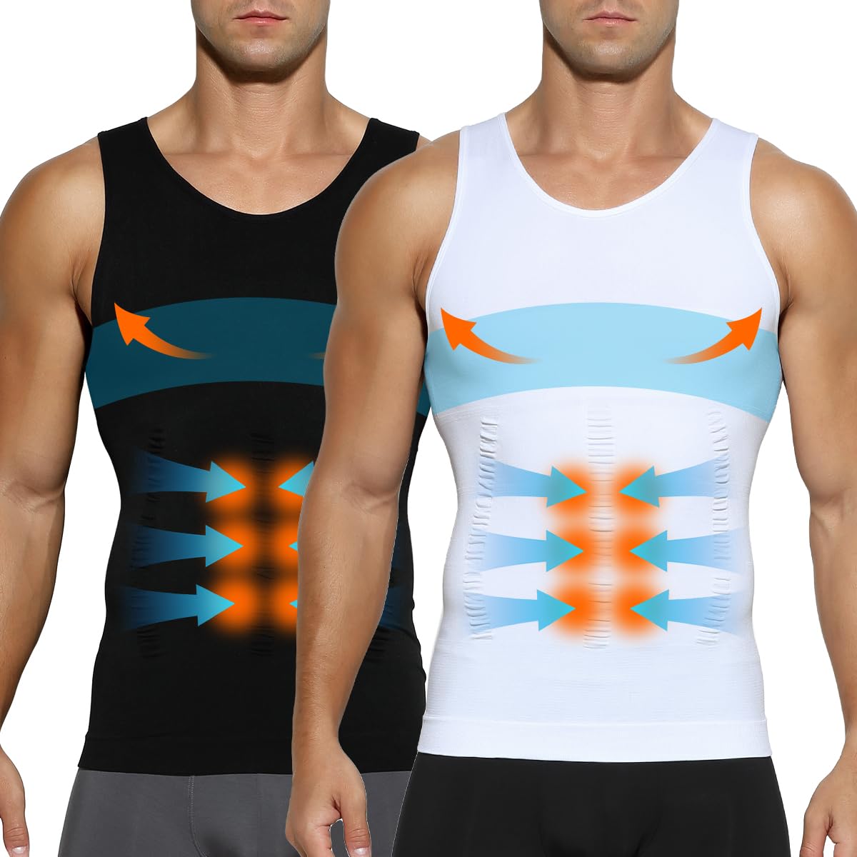 Casey Kevin 2er Pack Shapewear Herren Kompressionsshirt Herren Bauchweg Unterhemd Tank Top