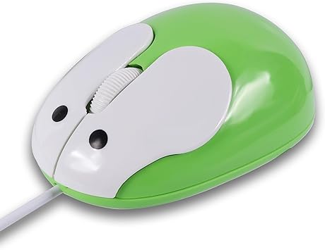 elec Space Cute Rabbit Shape USB Wired Mouse, 1200DPI, 3 Buttons, 3.6 ft Cord Green