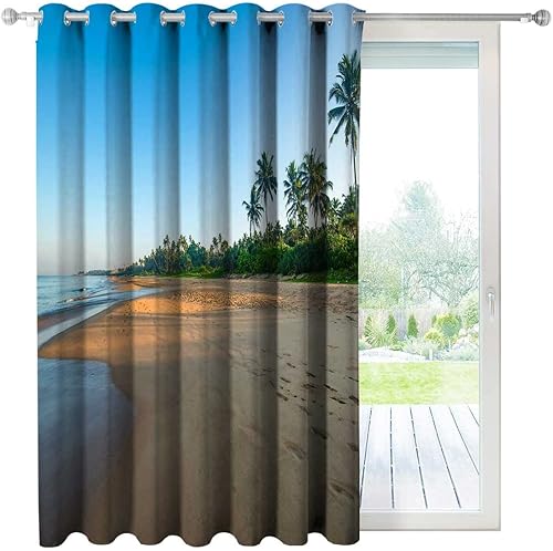 Cortinas con vista a la playa para Habitacion, cortinas de fotografía de playa oscuras pesadas, 1 panel, 40 pulgadas de ancho x 47 pulgadas de alto