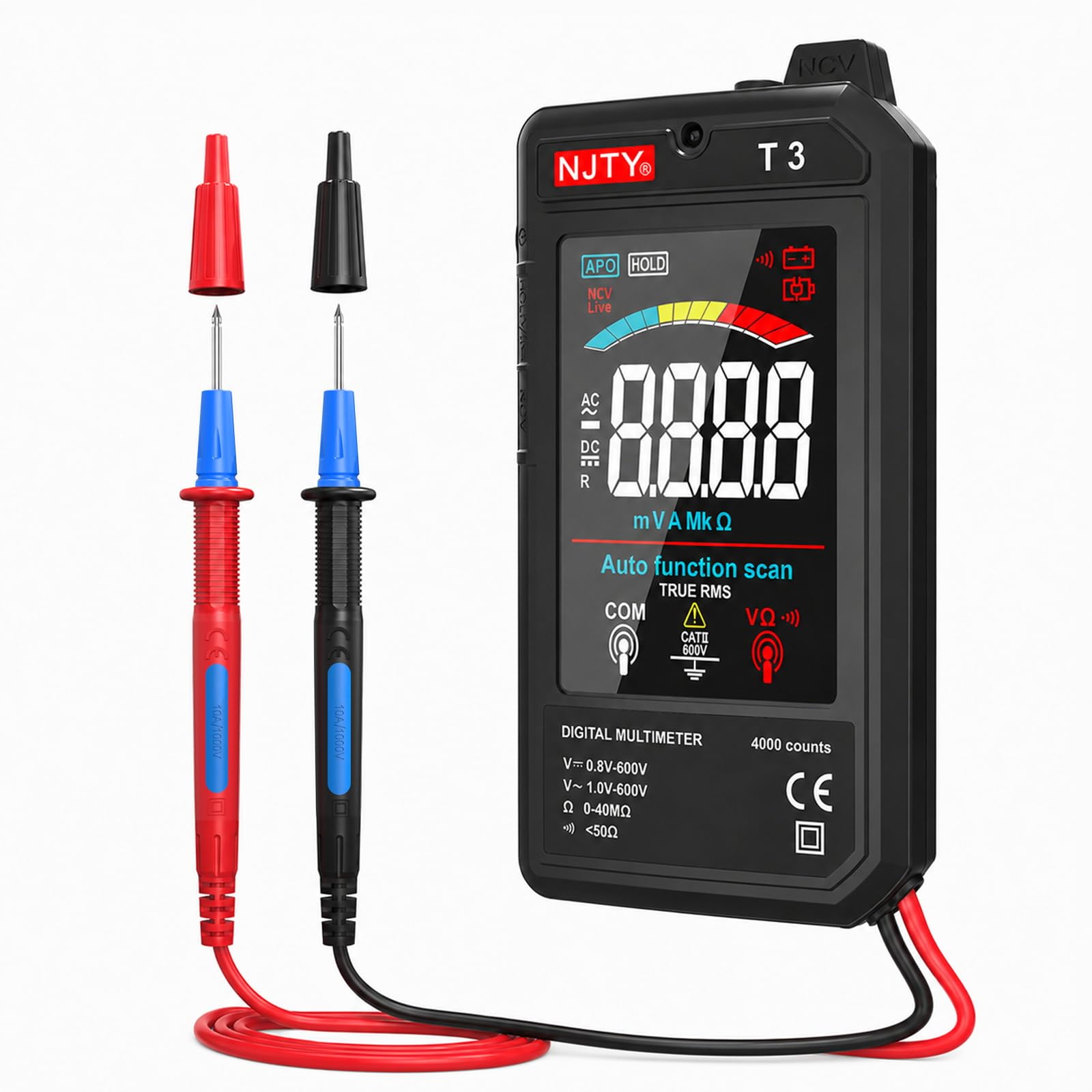 NJTY T3 Auto-Ranging Digital Multimeter, Type-C Rechargeable